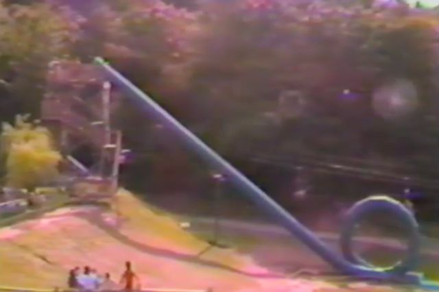 This is a photo of the infamous Cannonball Loop slide at New Jersey's Action Park.